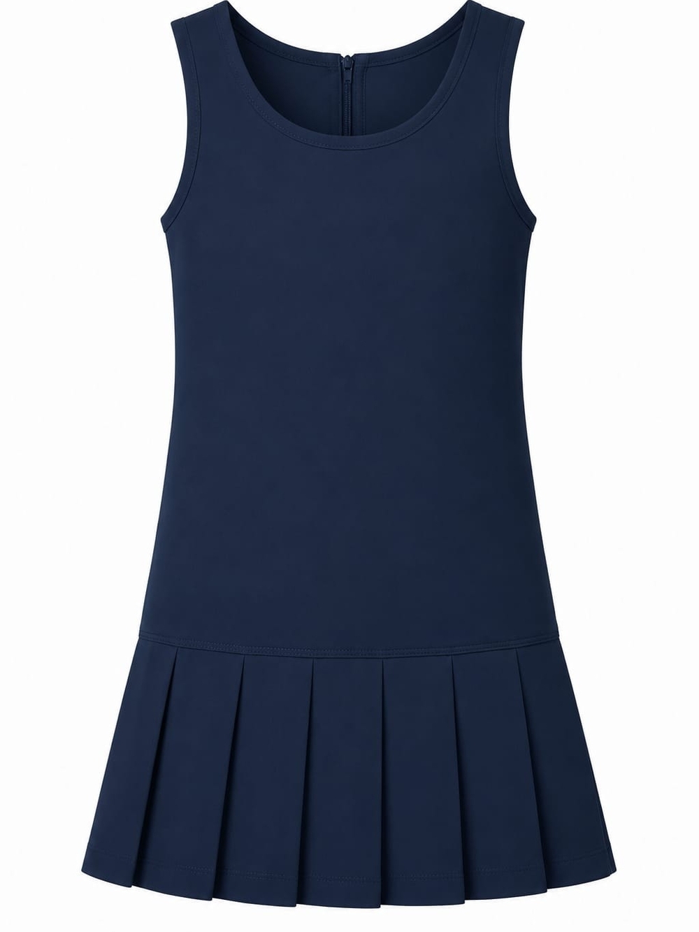 Premium Wear Girls' Front-Button Pleated School Uniform Jumper Navy Blue
